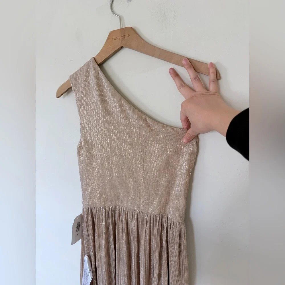 NWT $248 Dress The Population Kienna Metallic One-Shoulder Gown XS READ - Picture 10 of 13
